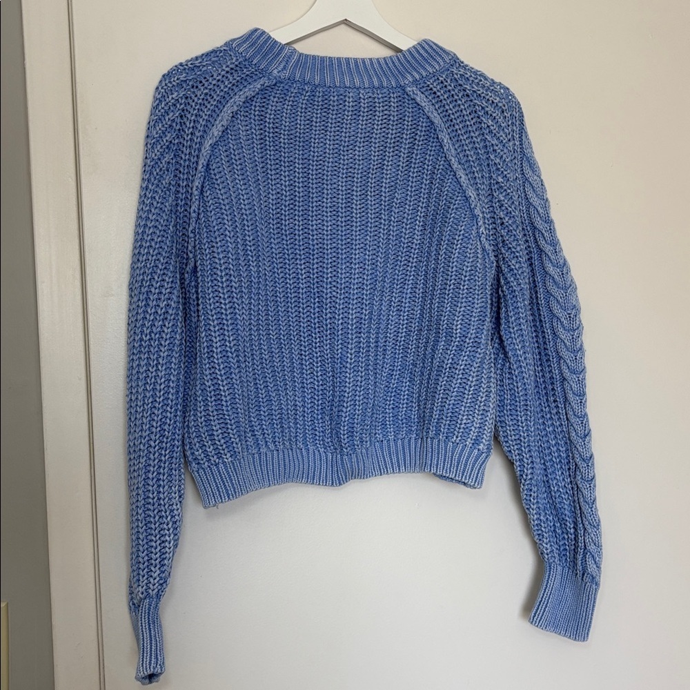 NEW Free People Frankie Cable Sweater in Della Robbia Blue size XS - Picture 8 of 8